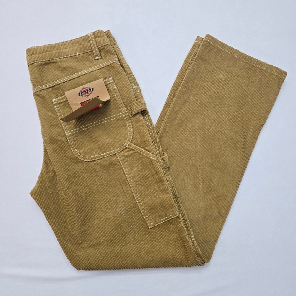 Dickies Juniors High Rise Corduroy Carpenter Pants Tan Khaki Relaxed Size 5/27